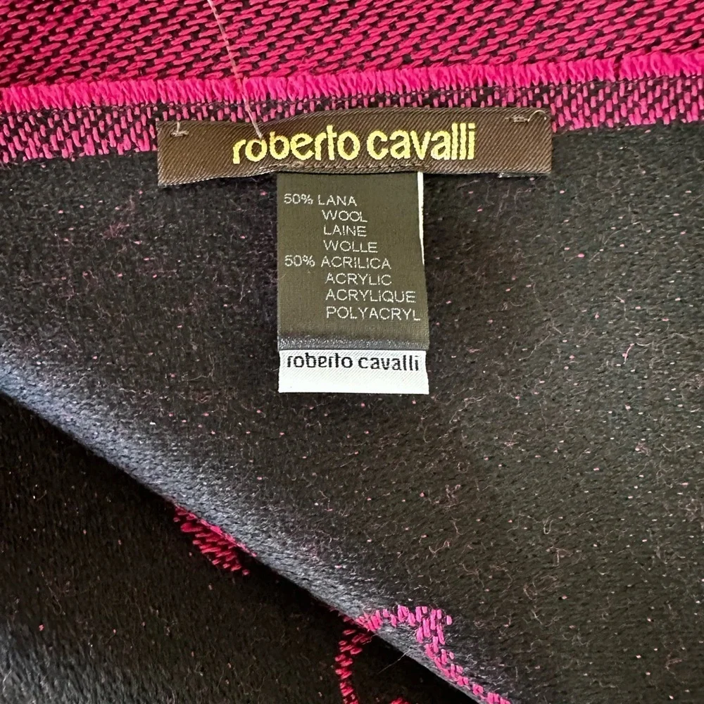 Roberto Cavalli Black and Pink Scarf